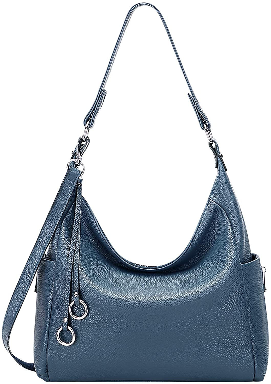 Price:$69.68    OVER EARTH Genuine Leather Purses and Handbags Shoulder Bags For Women Ladies Hobo Crossbody Purse Large(O116-2E Indigo Blue)  Clothing