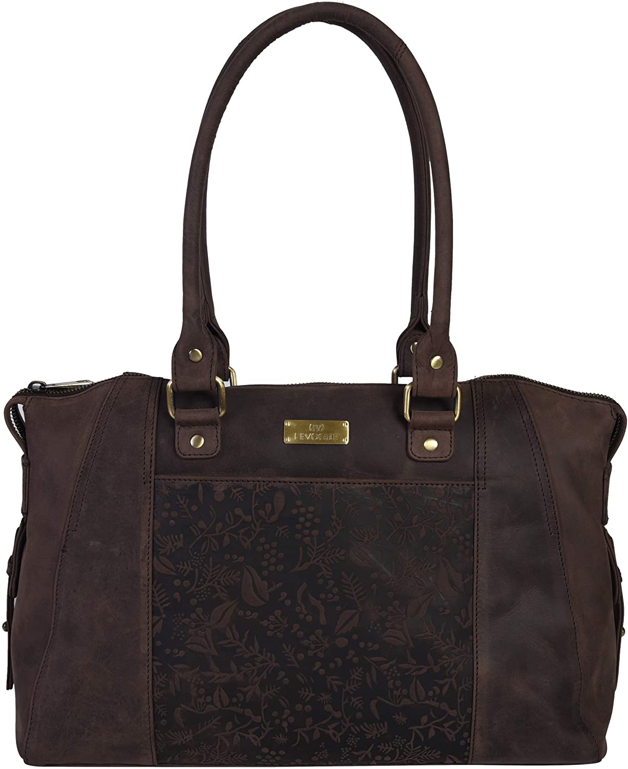 Price:$44.99 Flower embossed Leather Crossbody Handbag for Women - Shoulder bag for Womens Handmade by LEVOGUE, Brown Oily Hunter, Medium  Handbags   