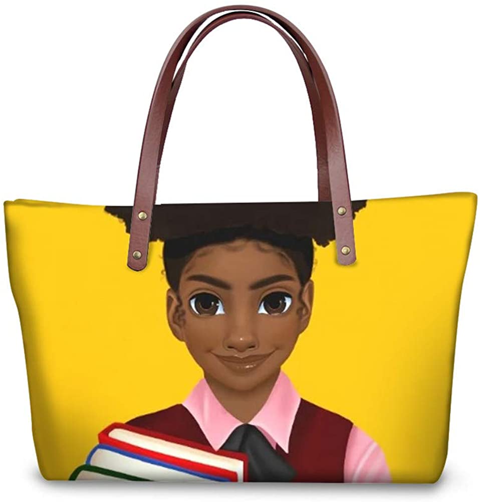 Price:$24.99    YORXINGY Purse Travel Bags for Women Large Tote Handbags Top Handle Shoulder Bags with Pockets Cute Pattern Afro Lady Orange  Clothing