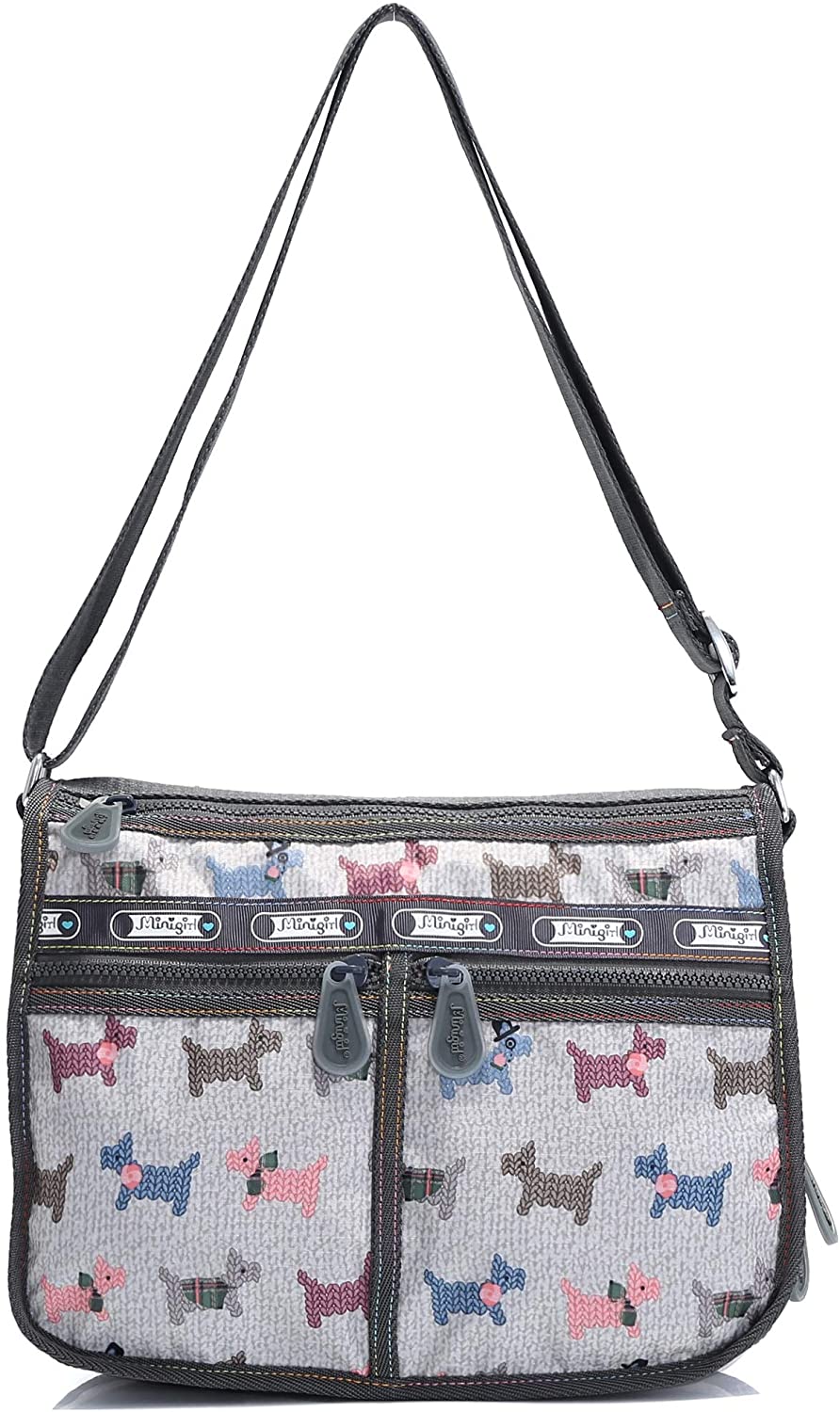 Price:$24.95 Crossbody Bag for Women Waterproof Shoulder Bag Messenger Bag Casual Nylon Purse Handbag (Dog)  Handbags   