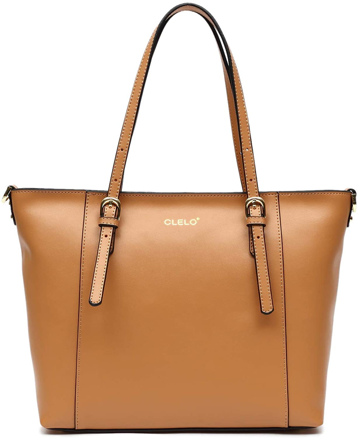 Price:$49.99    CLELO Genuine Leather Tote Women's Handbag for women Large Shoulder Bag,Apricot  Clothing