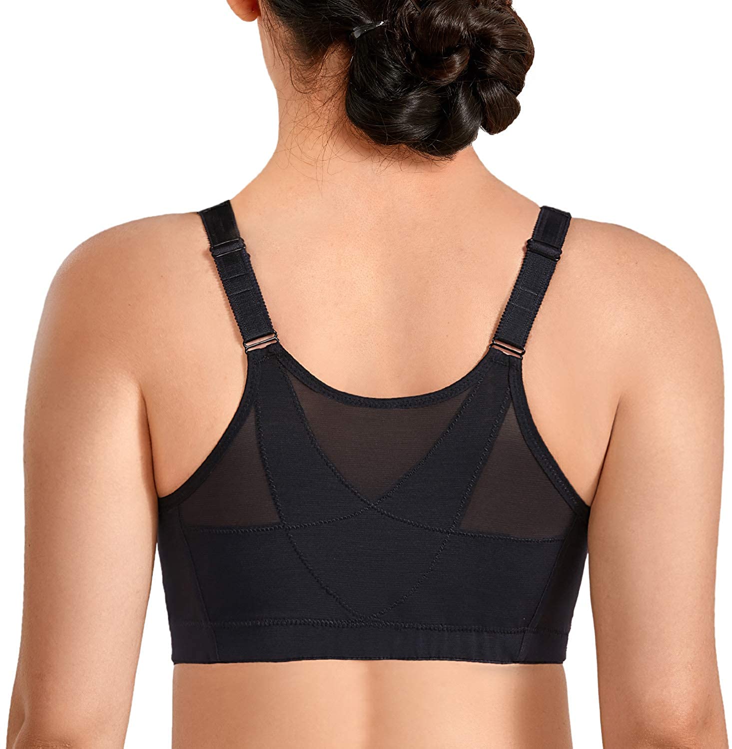 Price:$23.99 LAUDINE Women's Front Closure Wireless Back Support Full Coverage Posture Bra at Amazon Women’s Clothing store