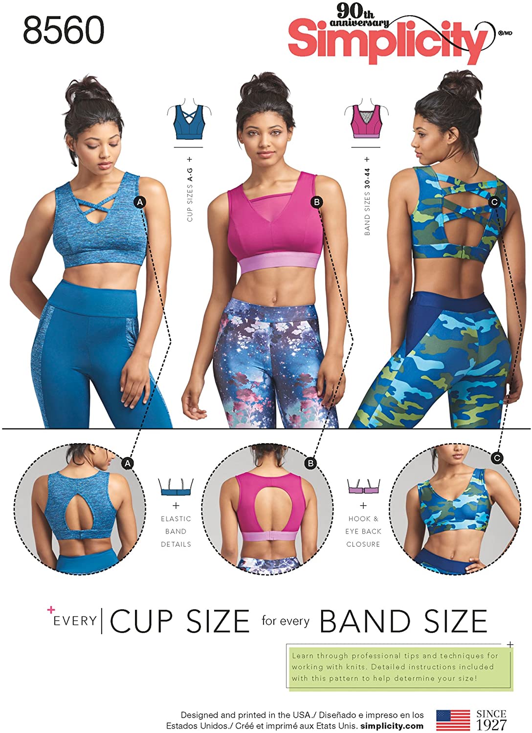 Price:$14.57    Simplicity US8560A Lined Women's Sports Bra Sewing Patterns, Sizes 30A-44G  Clothing