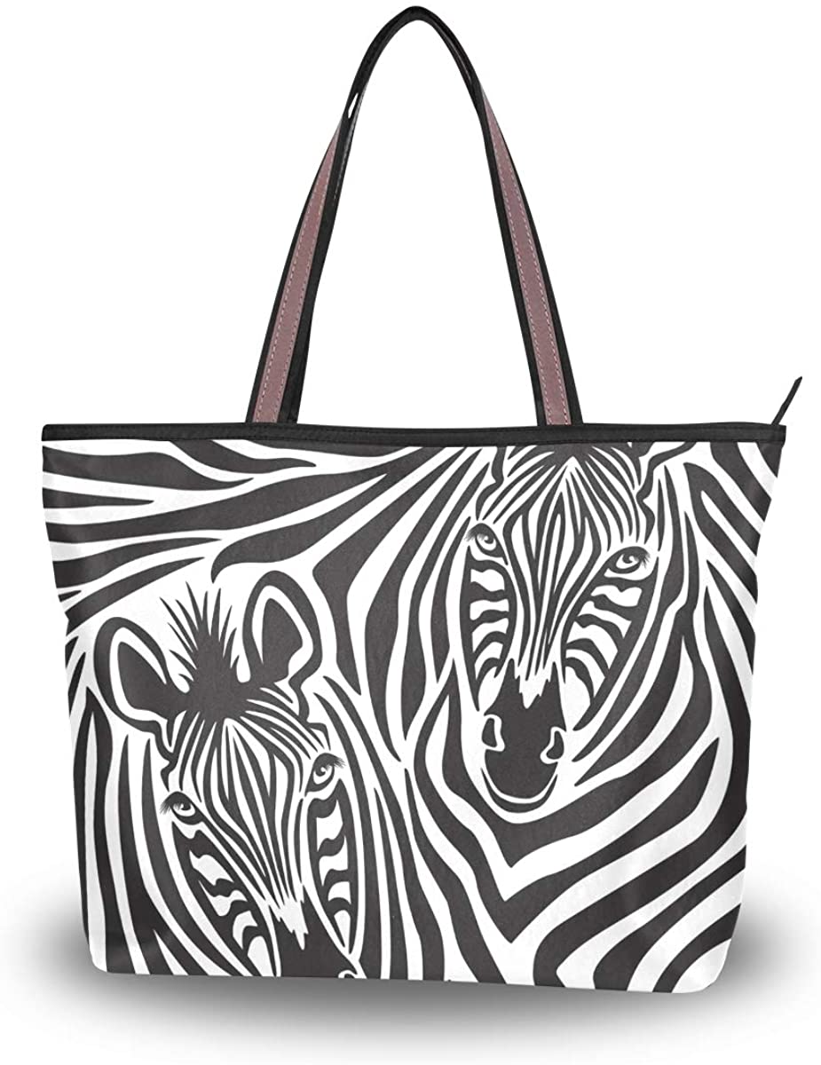 Price:$17.99    Large Handbag Animal Print Zebra Couple Shoulder Bag Tote Beach Bags for Women  Clothing