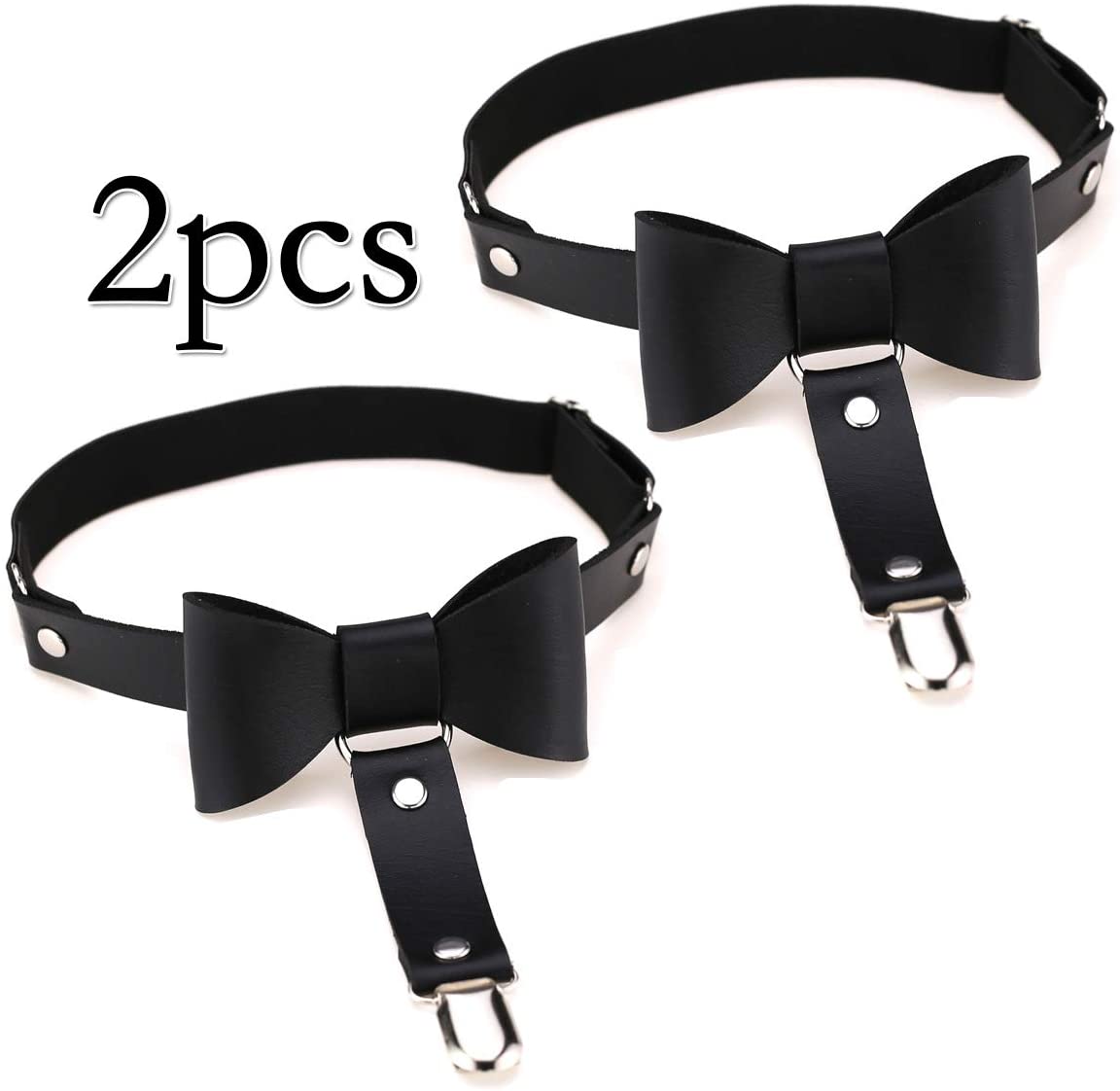 Price:$7.99    HRLORKC 2Pcs Black Leg Garter Belt Punk Rivet Leather Garter Belt Heart Thigh Garter with Elastice Adjustable (D)  Clothing