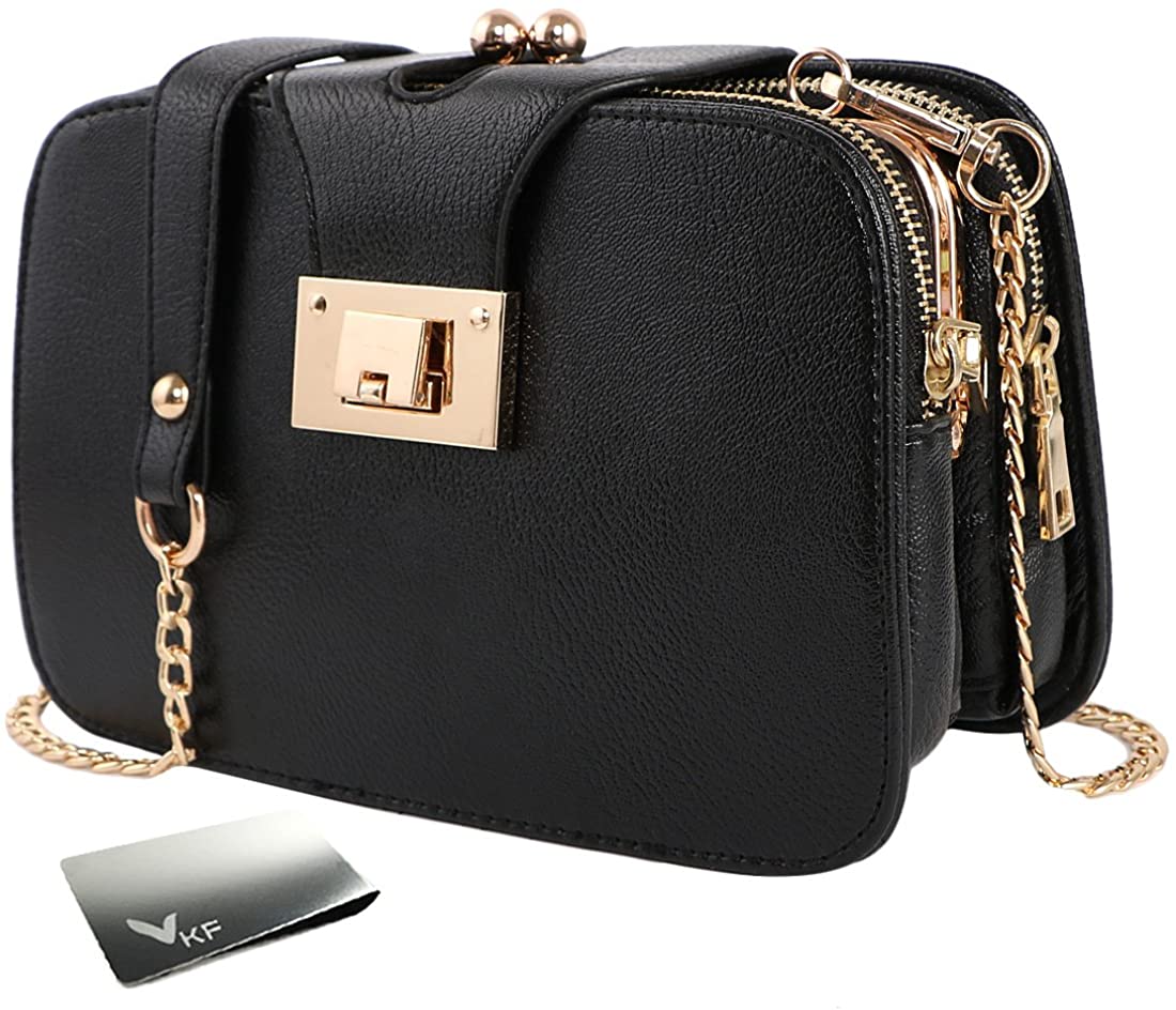 Price:$20.99 kilofly Women's Faux Leather Chain Clutch Party Purse Shoulder Bag + Money Clip Black  Handbags   