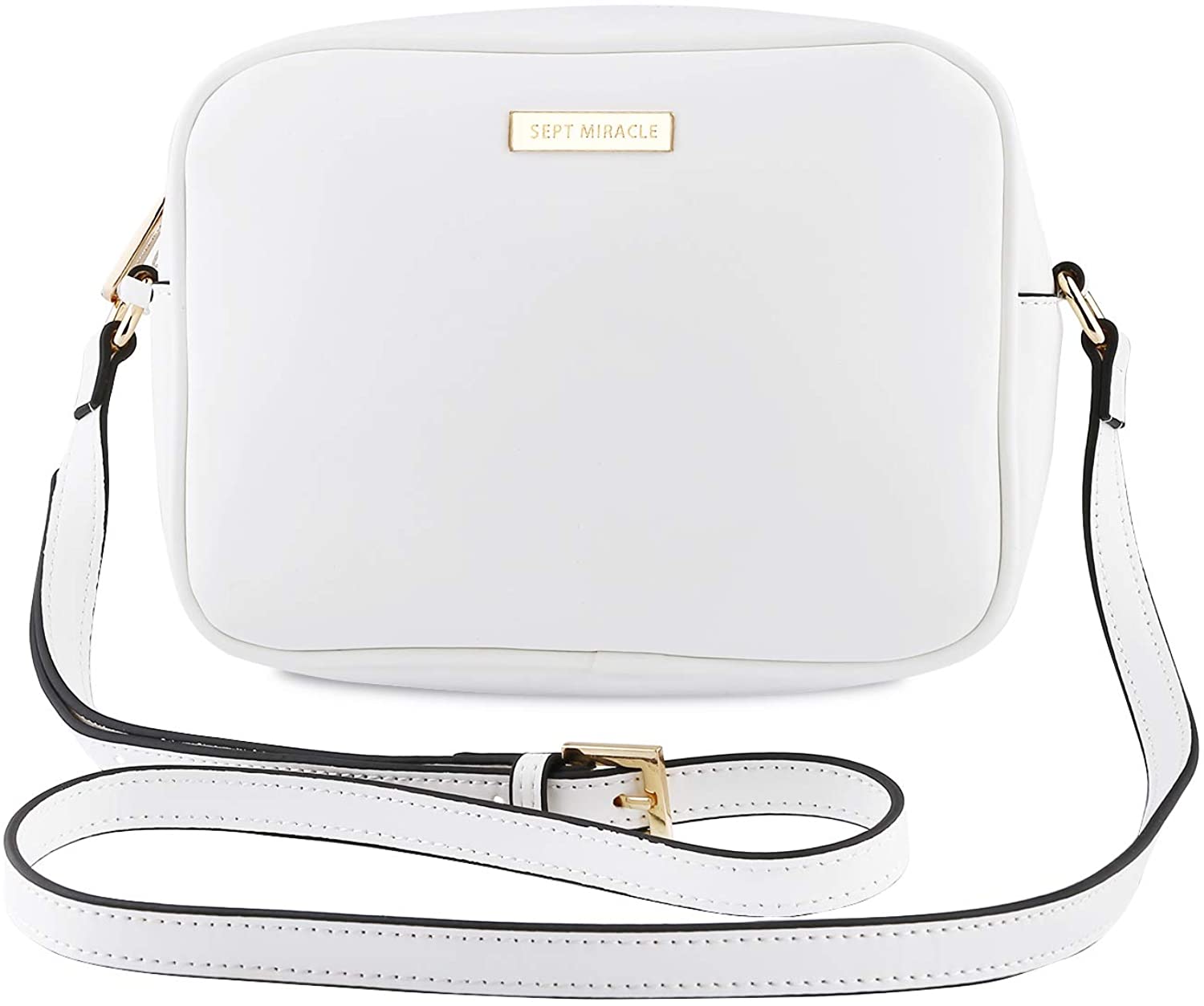 Price:$22.99 SEPT MIRACLE Lightweight Medium Women Crossbody Bag PU Leather Shoulder Bag Tote Bag Ladies Girls Purse (Pure White)  Handbags   