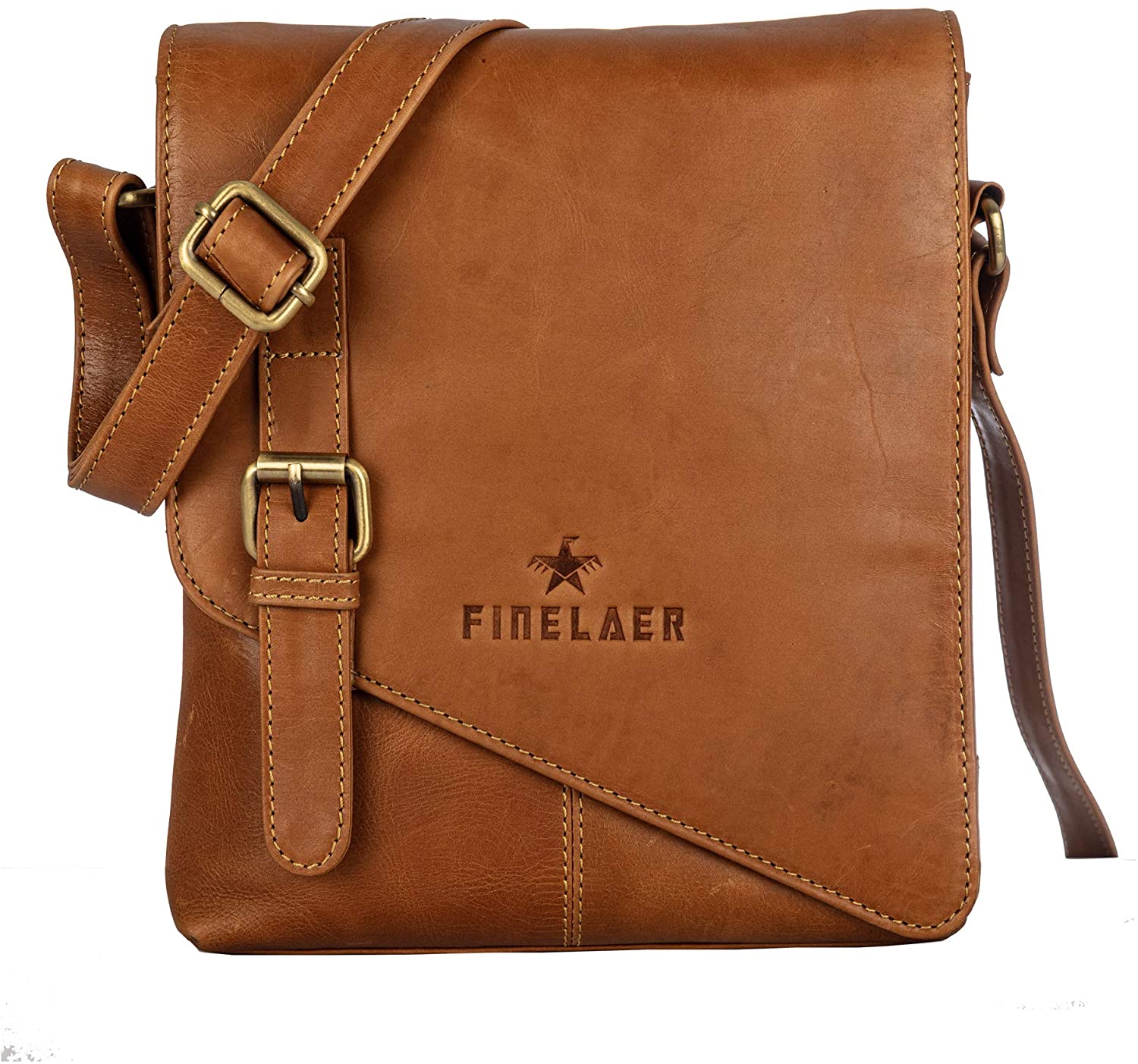 Price:$115.00 Finelaer Women's Brown Leather Crossbody Crossover Shoulder Strap Bag  Handbags   