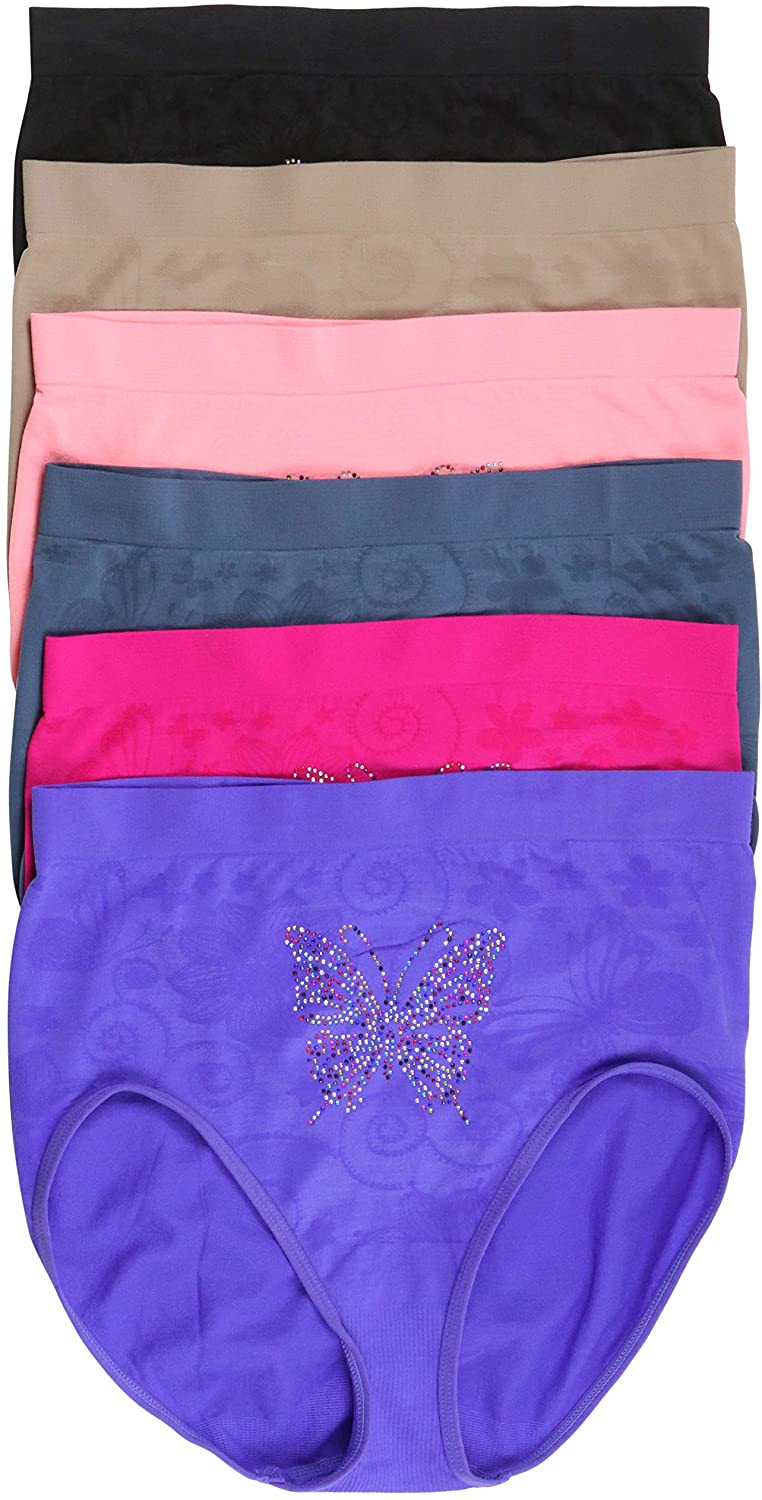 Price:$13.95 ToBeInStyle Womens 6 Pack Plus Size Seamless Flower High Waist Briefs at Amazon Women’s Clothing store