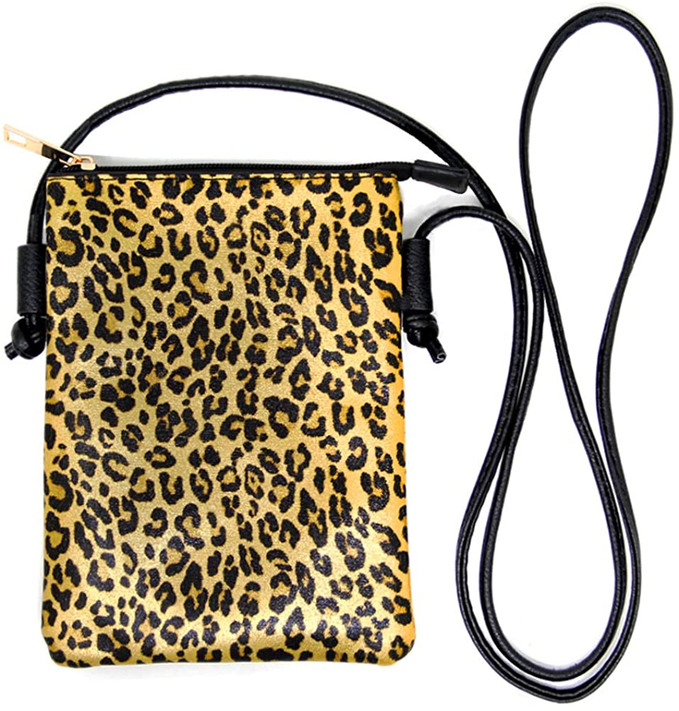 Price:$13.99 by you Women Fashion Animal Print Small Crossbody Cellphone Purse Shoulder Bag Adjustable Strap (Leopard Print - Gold)  Handbags   