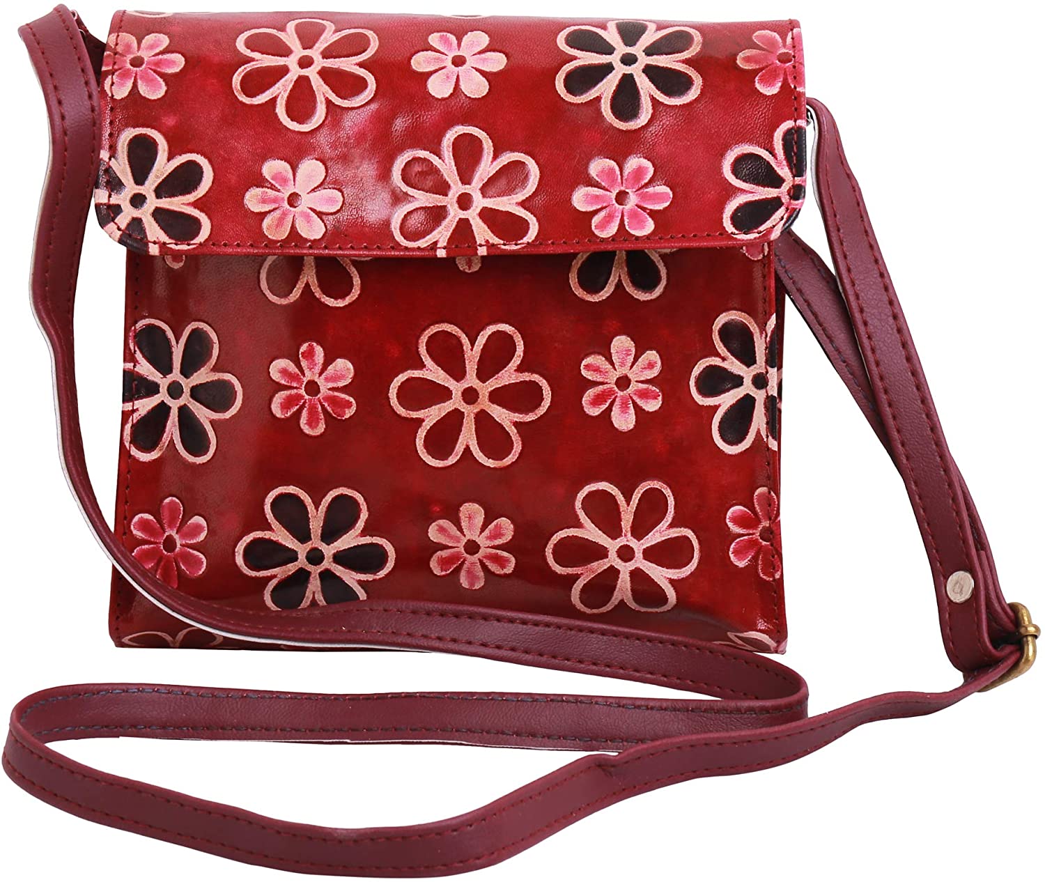 Price:$18.89    Leather Crossbody Purse for Women Small Crossover Cross Body Bag Long Over the Shoulder Sling Womens Purses and Handbags (Maroon)  Clothing