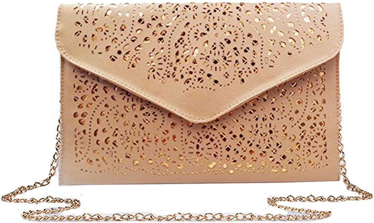 Price:$10.98 Mily Glitter Sequins Envelop Clutch Tote Shoulder Bag Handbag, Beige, One Size  Handbags   