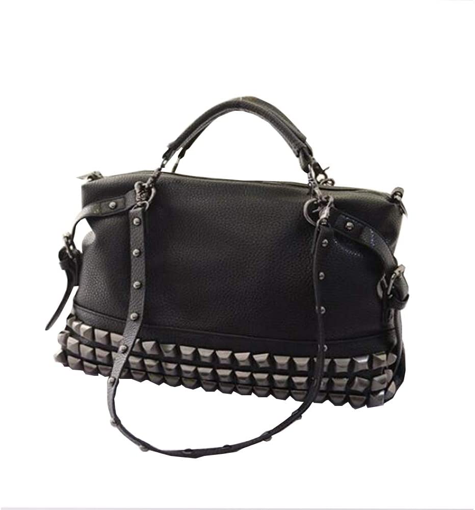 Price:$18.99    Poopy Women's punk rhinestone decoration PU leather Messenger bag handbag shoulder bag Hobo Tote  Clothing