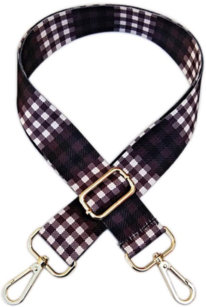 Price:$6.68    1.5" Wide Checker Purse Strap Replacement Guitar Style Canvas Crossbody Shoulder Bag Straps for Handbags with Silver Hardware (purple)  Clothing