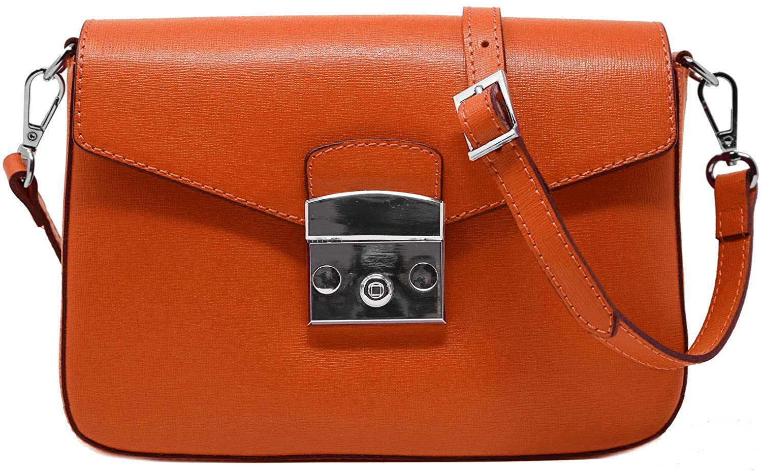 Price:$76.30 Women's Crossbody Shoulder Bag Handbag Floto Sapri in Saffiano Leather (Orange)  Handbags   