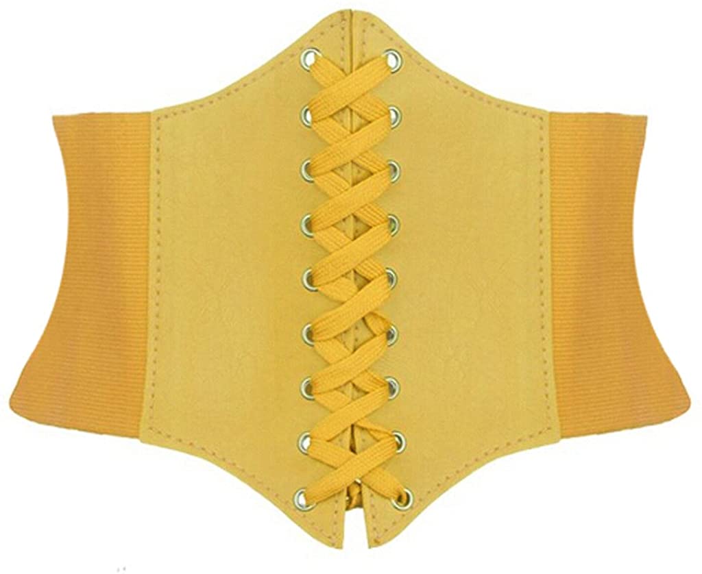 Price:$12.98    Alivila.Y Fashion Womens Faux Leather Underbust Corset Belt Bustier A13-Yellow  Clothing