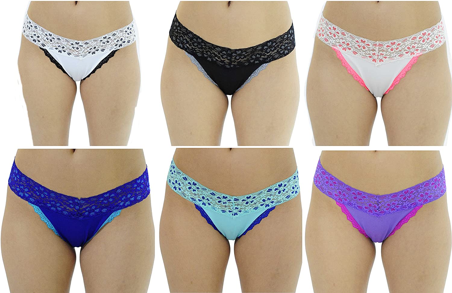 Price:$14.99    Just Intimates Thongs Panties for Women (Pack of 6)  Clothing
