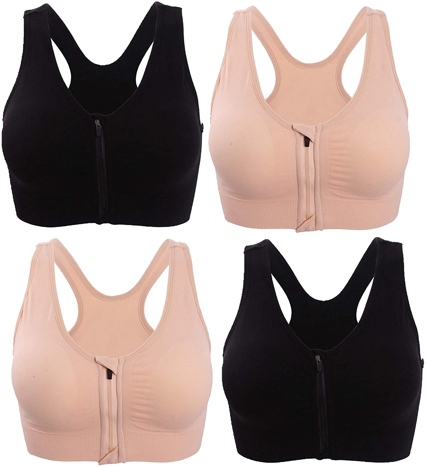 Price:$10.49 Women's Front Zipper Closure Sports Bra Medium Impact Workout Yoga Bras at Amazon Women’s Clothing store