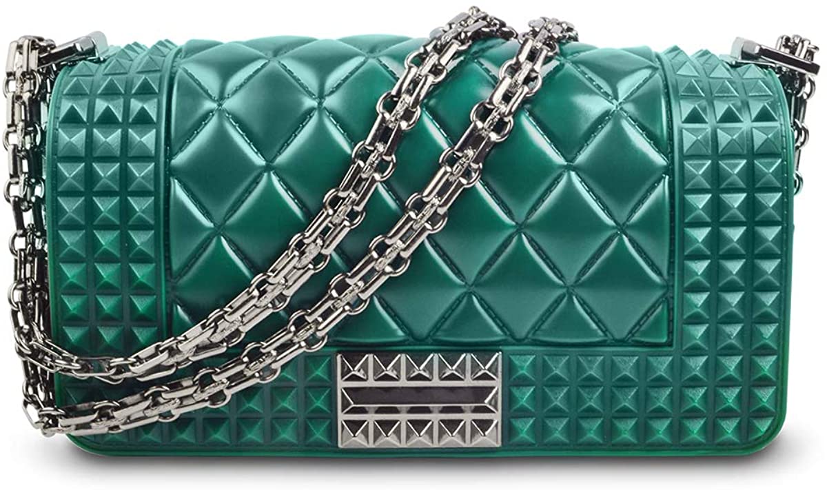 Price:$25.99 Women Fashion Silicon Jelly Crossbody Bag, Ustyle Classic Shopping Street Smart Phone Shoulder Bag with Chain Strap (green)  Handbags   