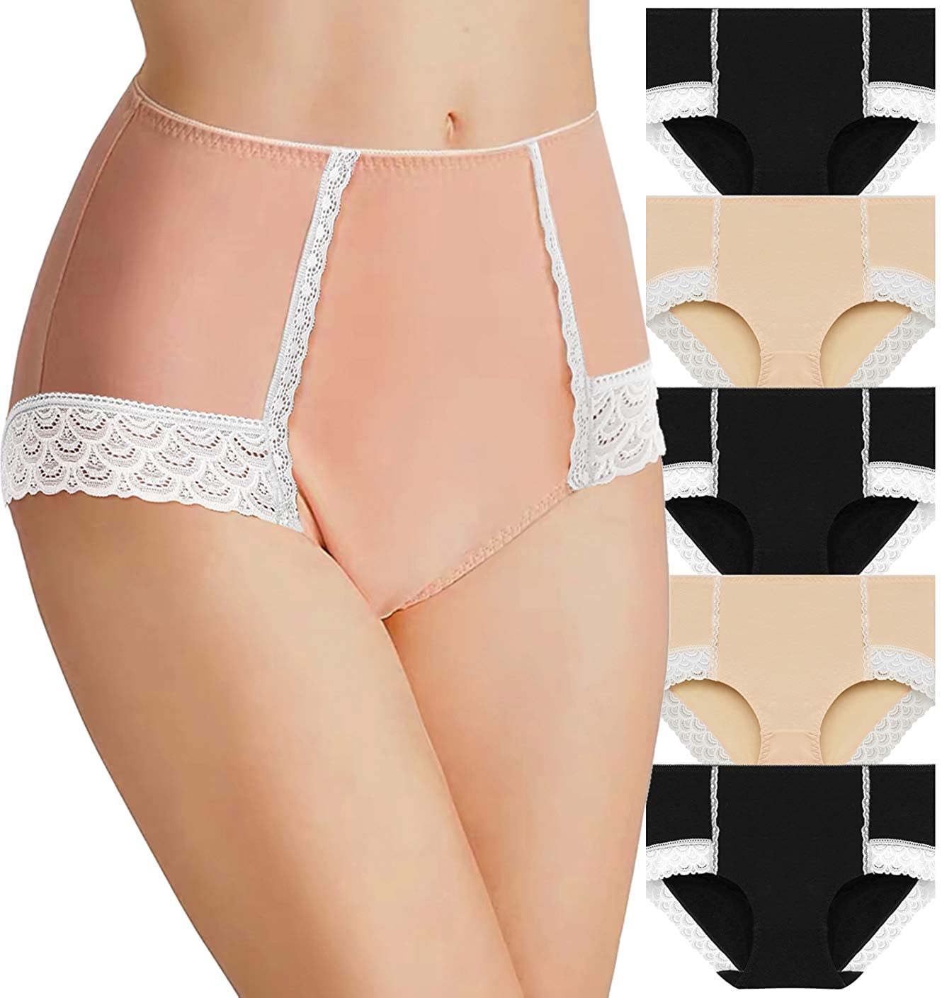 Price:$19.99 Women's Cotton Underwear Panties, Soft Lace Comfortable Breathable Underwear Women, Ladies Mid Waist Cotton Briefs 5 Pack at Amazon Women’s Clothing store