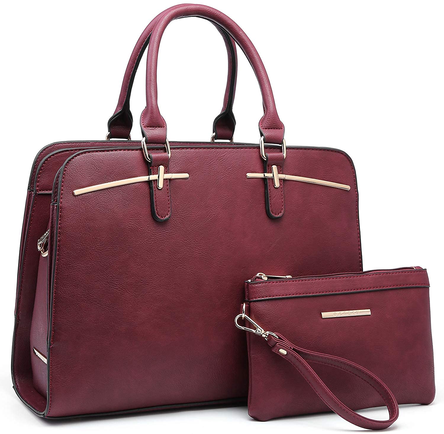 Price:$42.99    Dasein Women Satchel Handbag Shoulder Purse Top Handle Work Bag Tote Bag With Matching Wallet (Burgundy)  Clothing