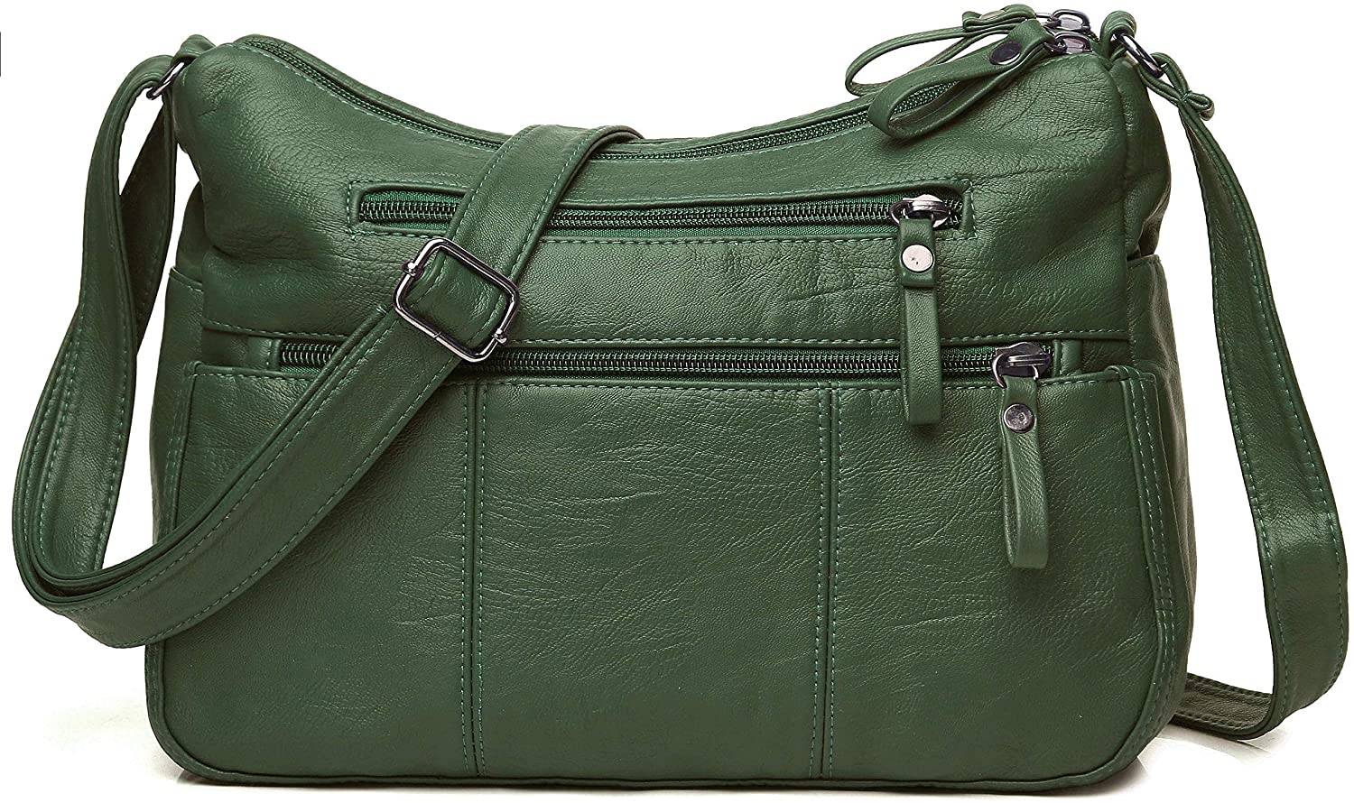 Price:$18.99 Volcanic Rock Women Crossbody Bag Pocketbooks Soft PU Leather Purses and Handbags Multi Pocket Shoulder Bag (Green-11.8")  Handbags   