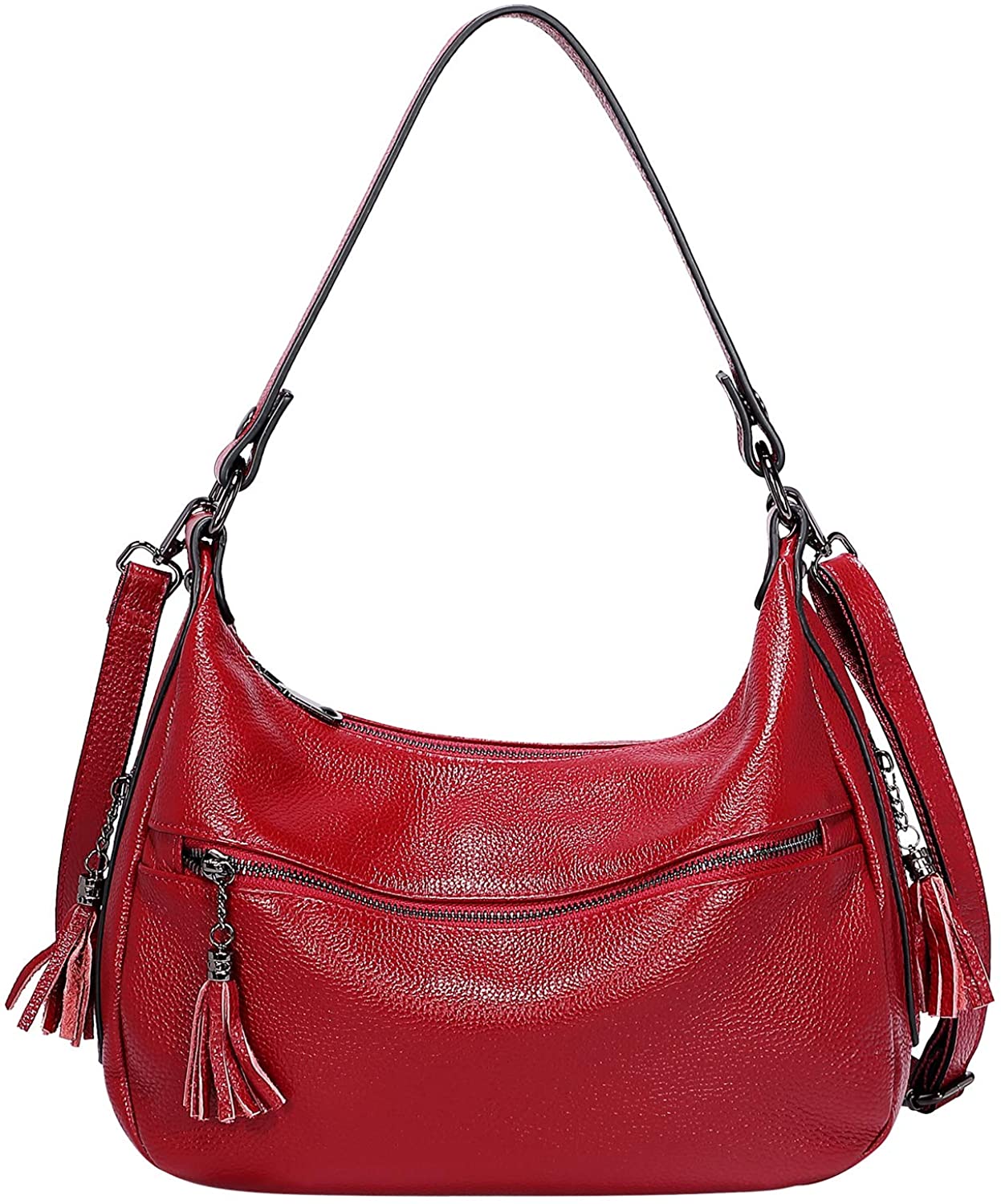 Price:$65.57    OVER EARTH Womens Handbags Soft Leather Hobo Shoulder Bag Ladies Crossbody Tote Purses with Tassel  Clothing