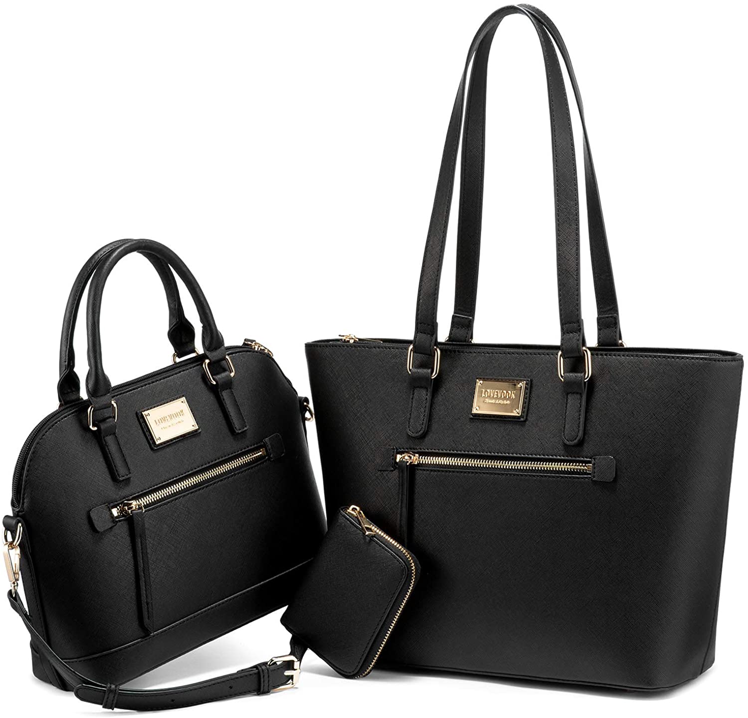 Price:$34.98    Purses for Women Fashion Handbags Tote Bag Shoulder Bags Top Handle Satchel Purse Set 3pcs Black  Clothing
