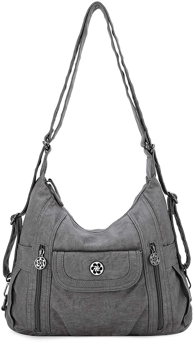 Price:$39.99    angel kiss Satchel Handbag for Women, Ultra Soft Washed Vegan Leather Crossbody Bag, Shoulder Bag, Tote Purse (ZCAA-0118#K022#26GREY)  Clothing