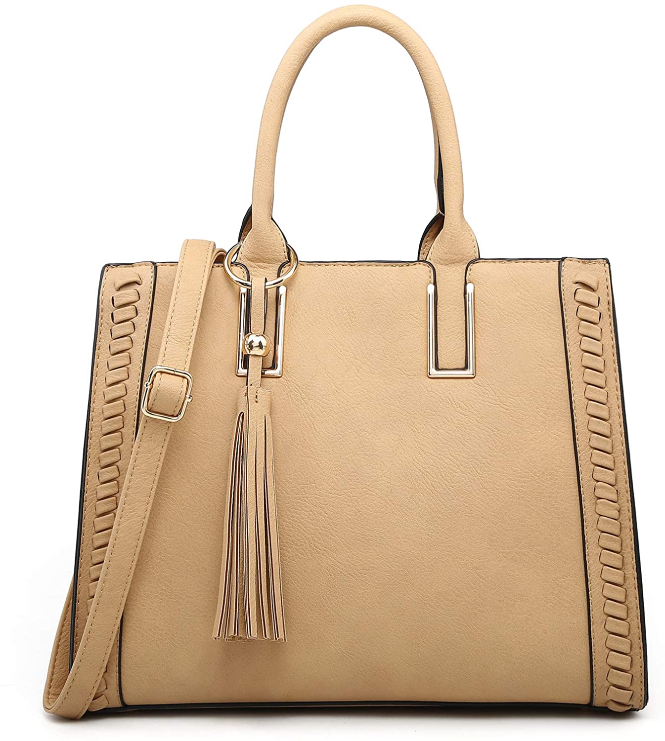 Price:$32.99    Dasein Women Satchel Handbags Vegan Leather Purses Tassel Shoulder Bags Work Tote for Ladies with Long Strap (Without wallet beige)  Clothing