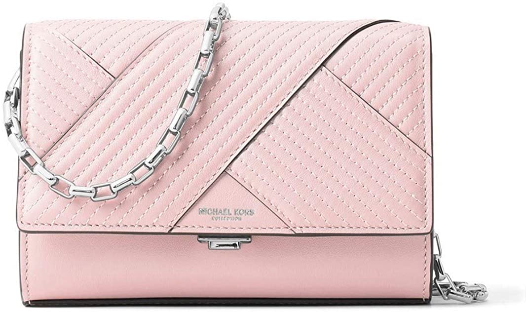 Price:$285.00 Michael Kors Yasmeen Small Leather Clutch Shoulder Bag - Pink  Handbags   