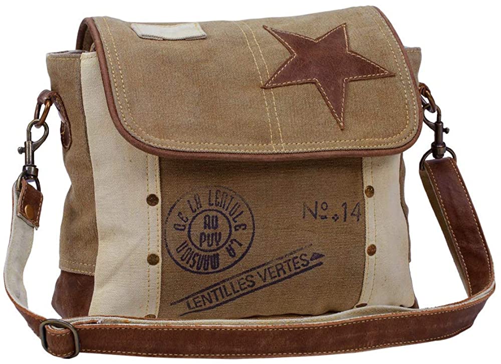 Price:$26.83    Leather Star Shoulder Bag,adjustable leather handle, leather trim and star accent  Clothing