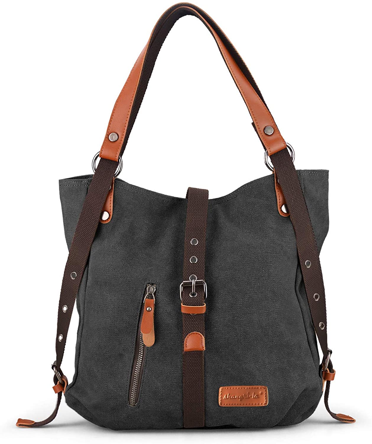 Price:$27.58    SHANGRI-LA Purse Handbag for Women Canvas Tote Hobo Bag Casual Shoulder School Bag Rucksack Convertible Backpack - Black  Clothing