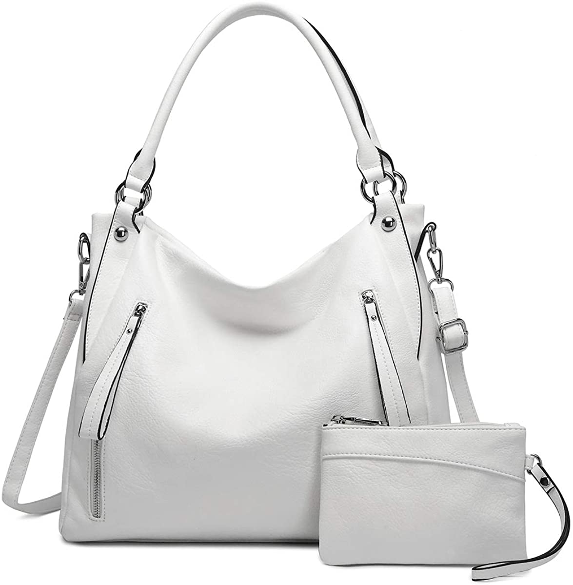 Price:$39.99    Women Handbags Shoulder Bags PU Leather Satchel Tote Bag Mutipocket Purse (K.EYRE#KL7219#U8388#101-WHITE)  Clothing