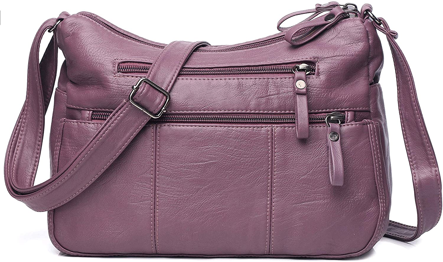 Price:$18.99 Volcanic Rock Women Crossbody Bag Pocketbooks Soft PU Leather Purses and Handbags Multi Pocket Shoulder Bag (Taro-11.8")  Handbags   