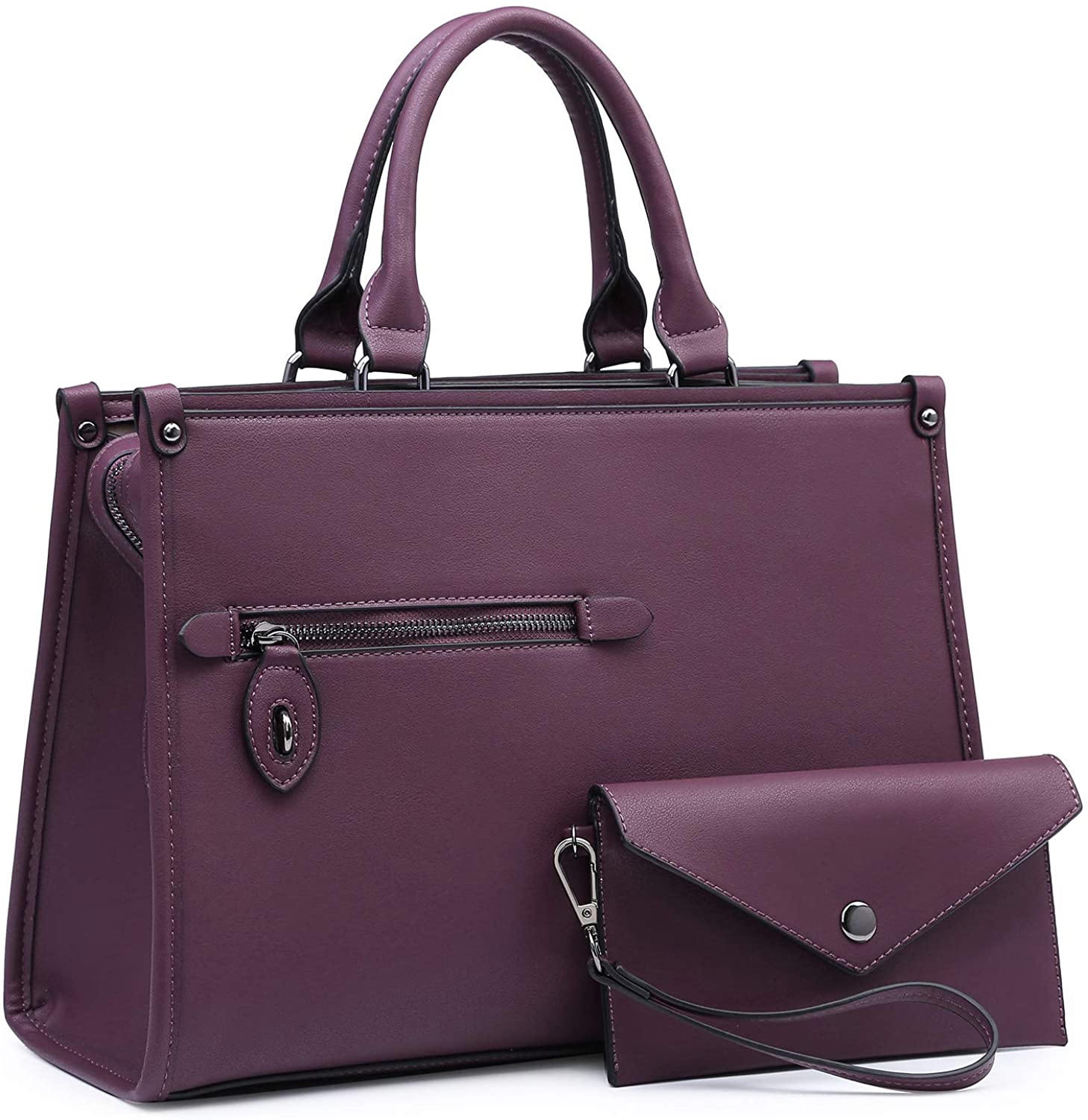 Price:$39.99    Dasein Women Satchel Handbags and Purses Shoulder Bags Top Handle Work Tote Bags for Ladies with Wallet (Purple)  Clothing