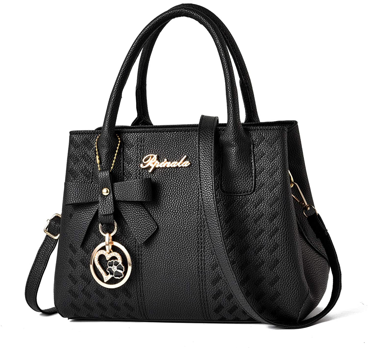 Price:$25.98 Womens Handbags and Purses Fashion Top Handle Satchel Tote PU Leather Shoulder Bags (Black-2)  Handbags   