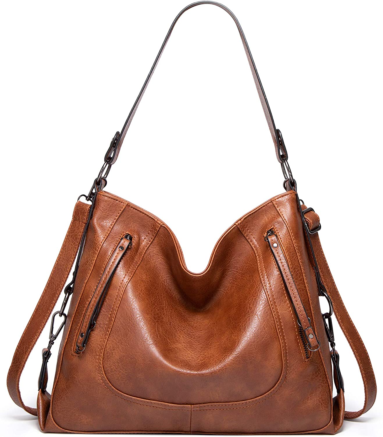 Price:$29.99    Purses for Women - GZCZ Hobo Handbags Leather Shoulder Bags Large Capacity Tote Crossbody Bags with Adjustable Shoulder Strap (Brown)  Clothing