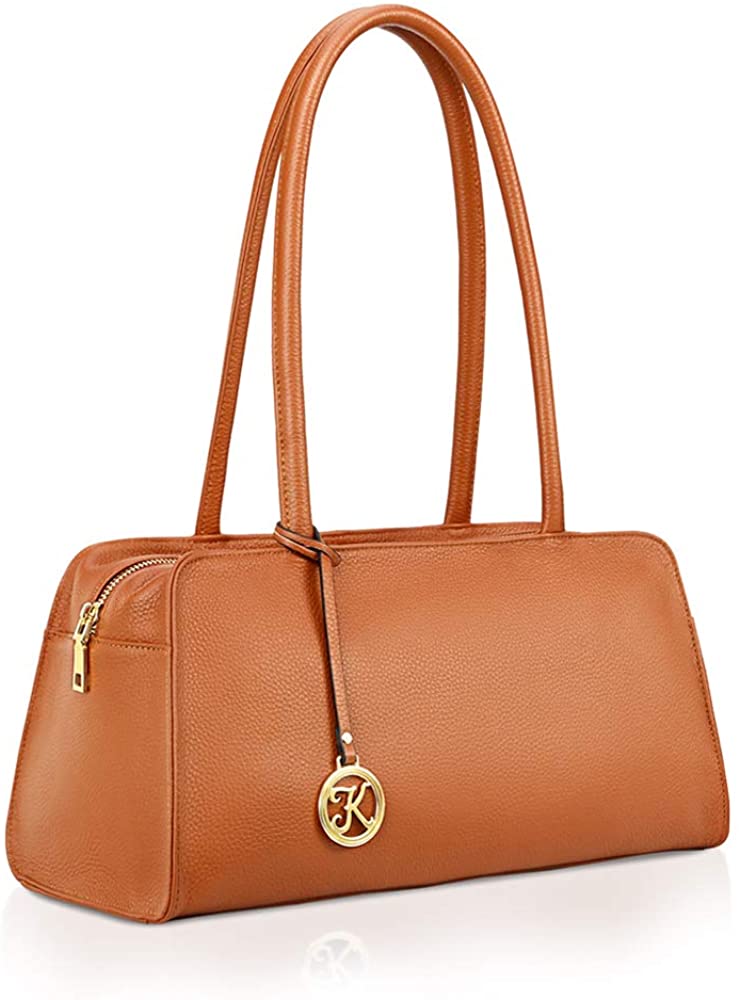 Price:$65.99    Kattee Leather Purses and Handbags for Women Small Top-handle Tote Bag Satchel Shoulder Bags Brown  Clothing