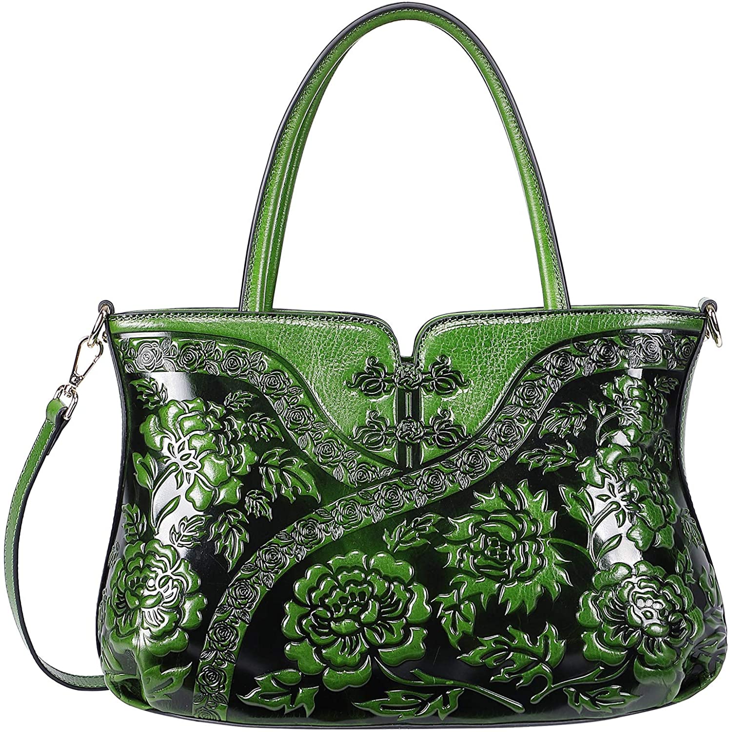 Price:$189.78    PIJUSHI Designer Floral Handbag for Women Top Handle Satchel Bags Cheongsam Shoulder Bag (22332 Green)  Clothing