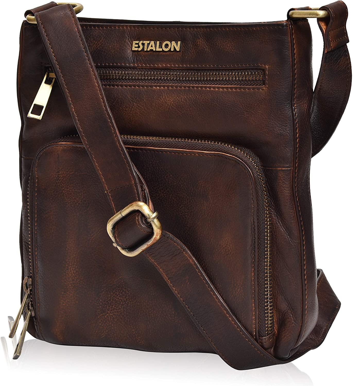 Price:$39.99 Crossbody Bags for Women - Real Leather Small Vintage Adjustable Shoulder Bag (Coffee)  Handbags   