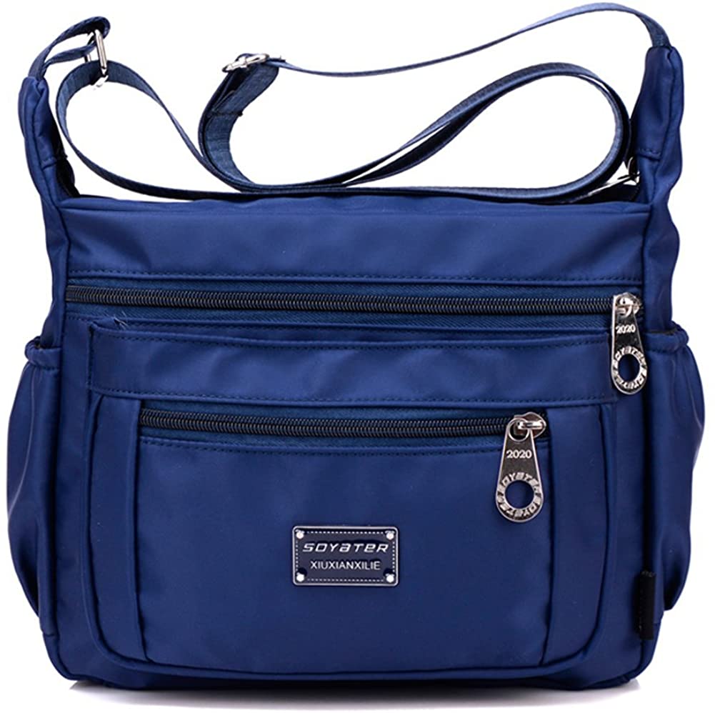 Price:$21.99 Soyater Nylon Crossbody Shoulder Bag, 9 Pockets (Navy Blue)  Handbags   