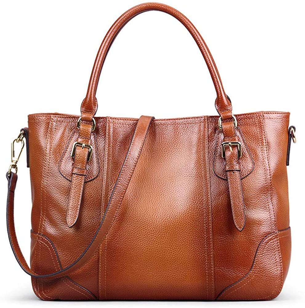 Price:$78.99    Kattee Women's Leather Purses and Handbags, Top Handle Satchel Shoulder Bag Designer Tote(Sorrel)  Clothing