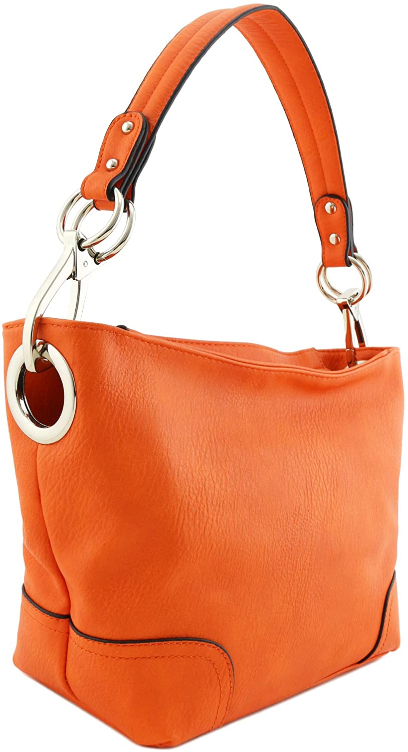 Price:$29.99    Hobo Shoulder Bag with Snap Hook Hardware Small (Orange)  Clothing