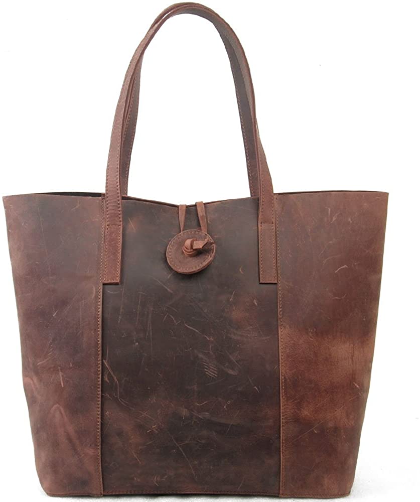 Price:$81.99    Jack&Chris Premium Leather Tote Bag, Vintage 15"Laptop Bag, Large Shoulder Purse Handbag for Women MC506 Red Brown  Clothing