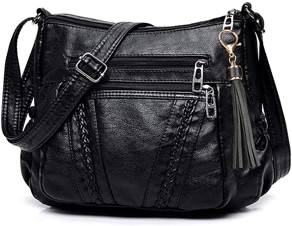 Price:$17.99 Crossbody Bags For Women Pocketbooks Soft PU Leather Purses and Handbags Multi Pocket Shoulder Bag  Handbags   