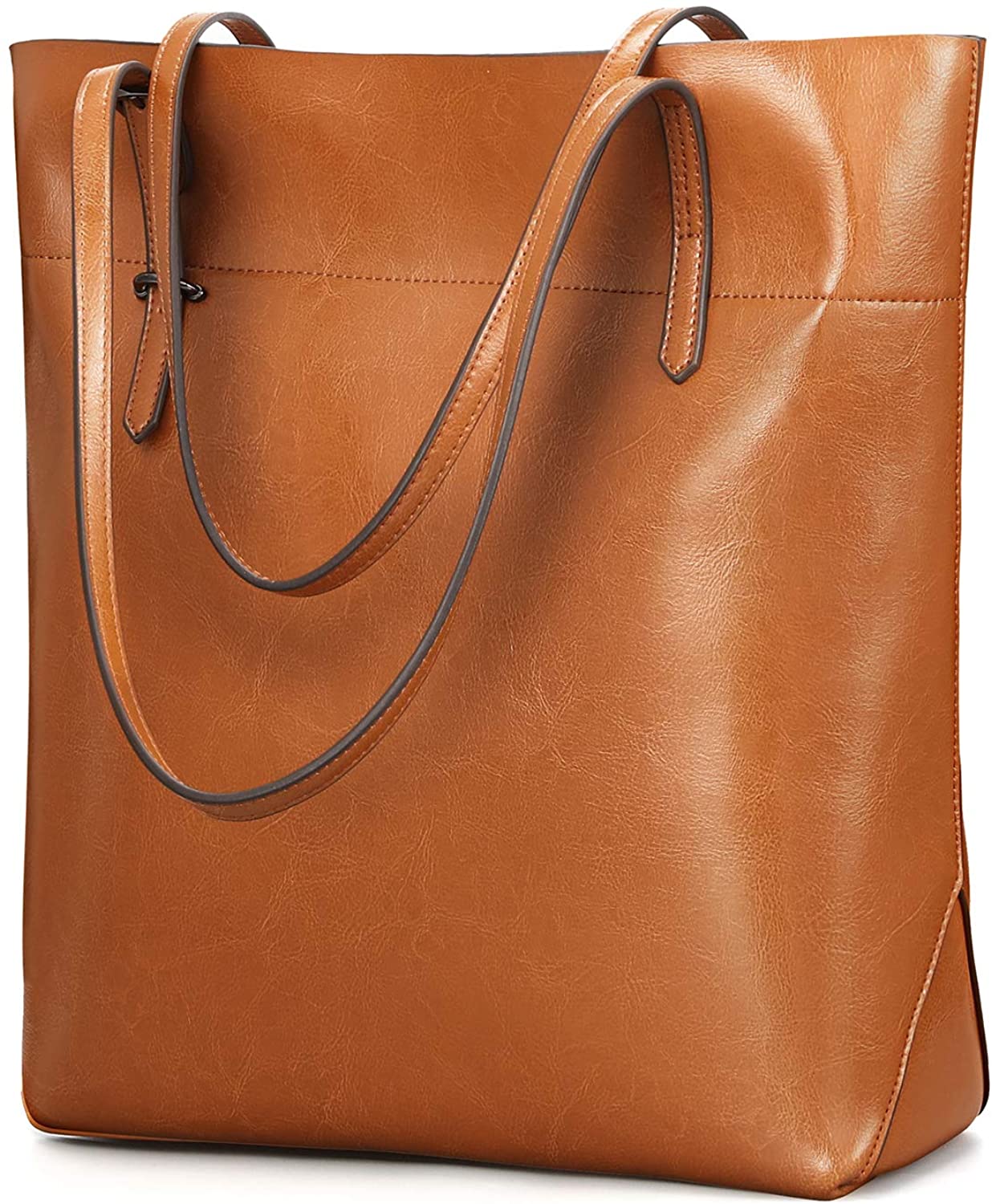 Price:$49.99    Kattee Vintage Genuine Leather Tote Shoulder Bag With Adjustable Handles (Light Brown)  Clothing