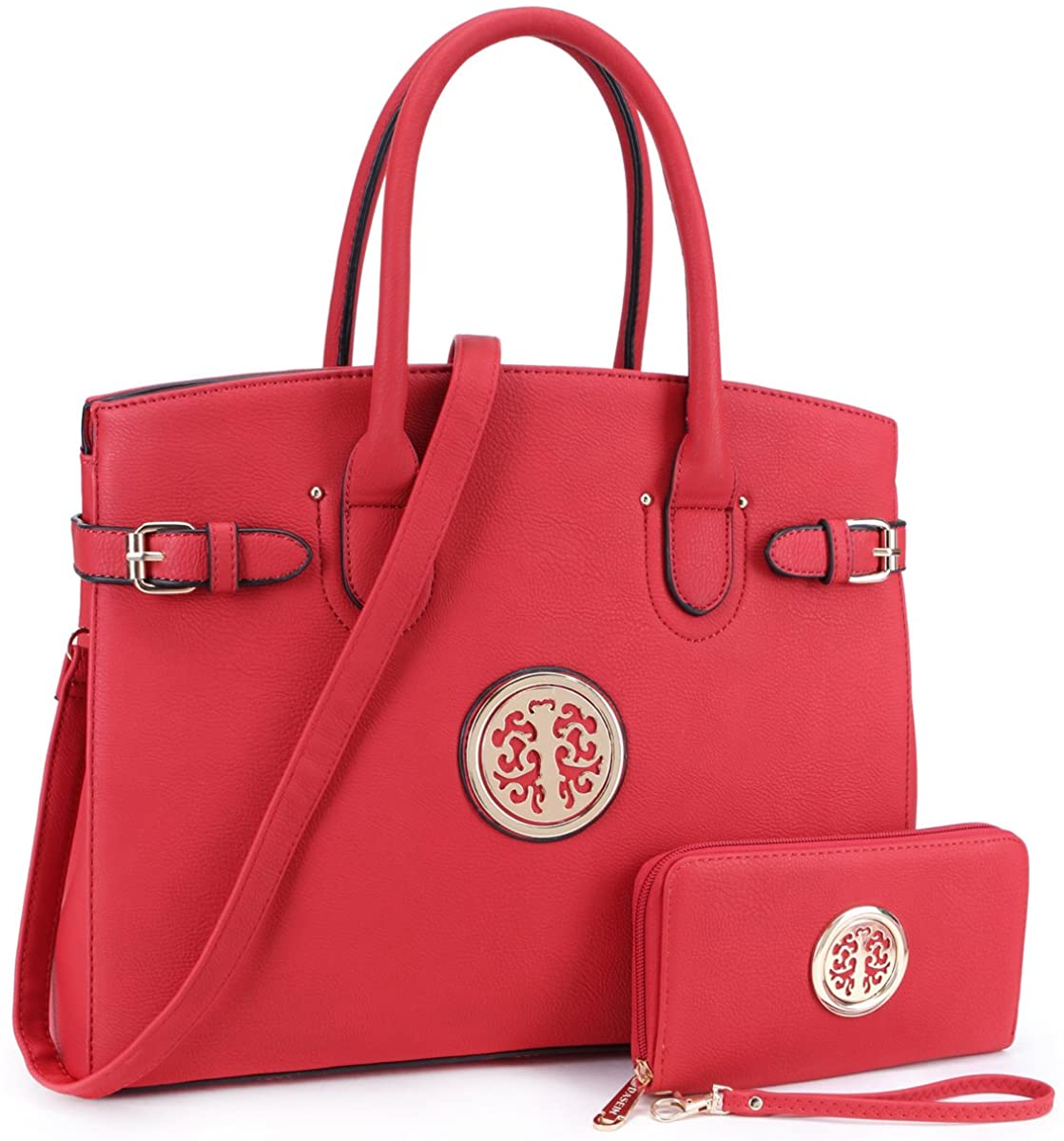 Price:$29.99    DASEIN Women Purses and Handbags Shoulder Bags Ladies Tote Bags Satchel with Wallet (01- Red)  Clothing
