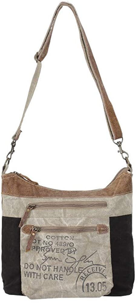 Price:$27.90    Myra Bags Double Zip Upcycled Canvas Shoulder Bag S-0904  Clothing