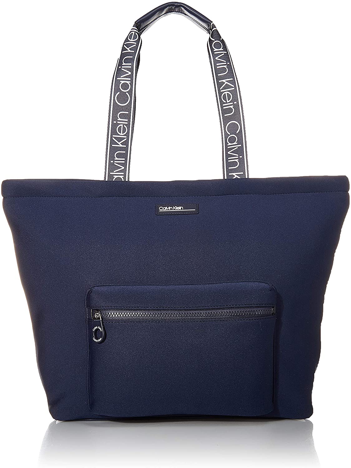 Price:$49.99    Calvin Klein Vanessa Neoprene Top Zip Tote, Navy  Clothing